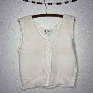 Vintage J.D. Sport New York Cream Knit Sweater Tank Top